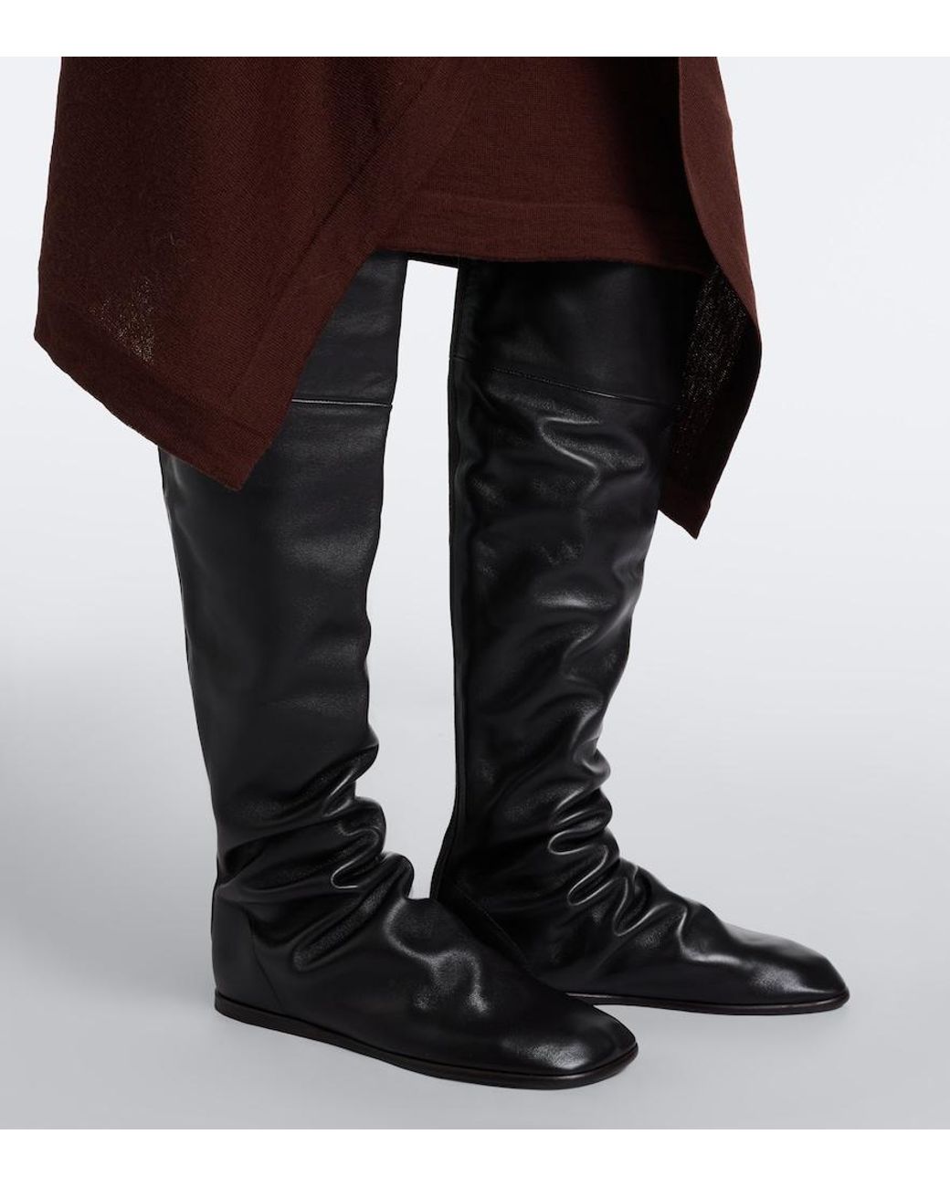 Lemaire Black Glove Leather Knee-High Boots