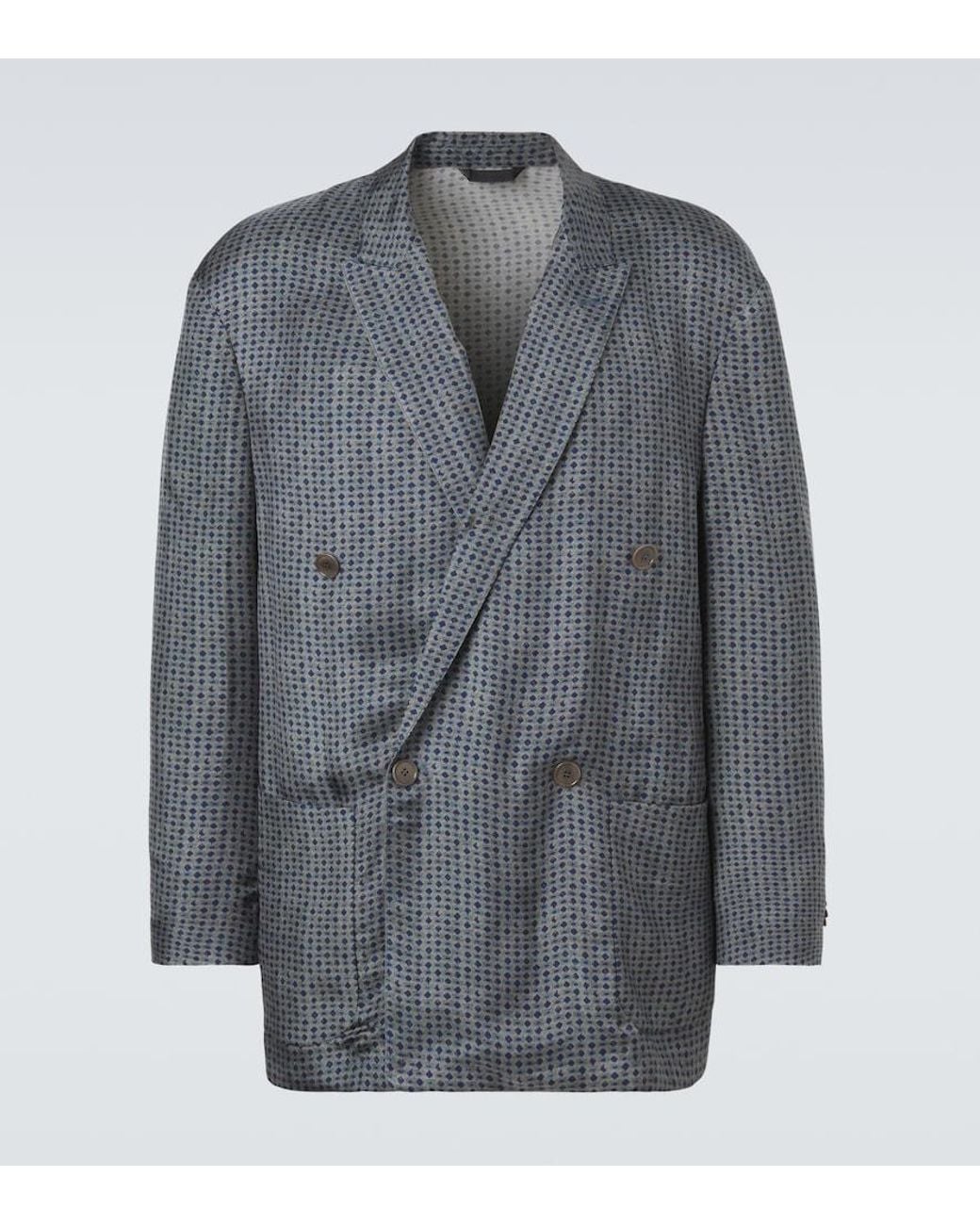 Giorgio Armani Gray Printed Double-Breasted Blazer for men