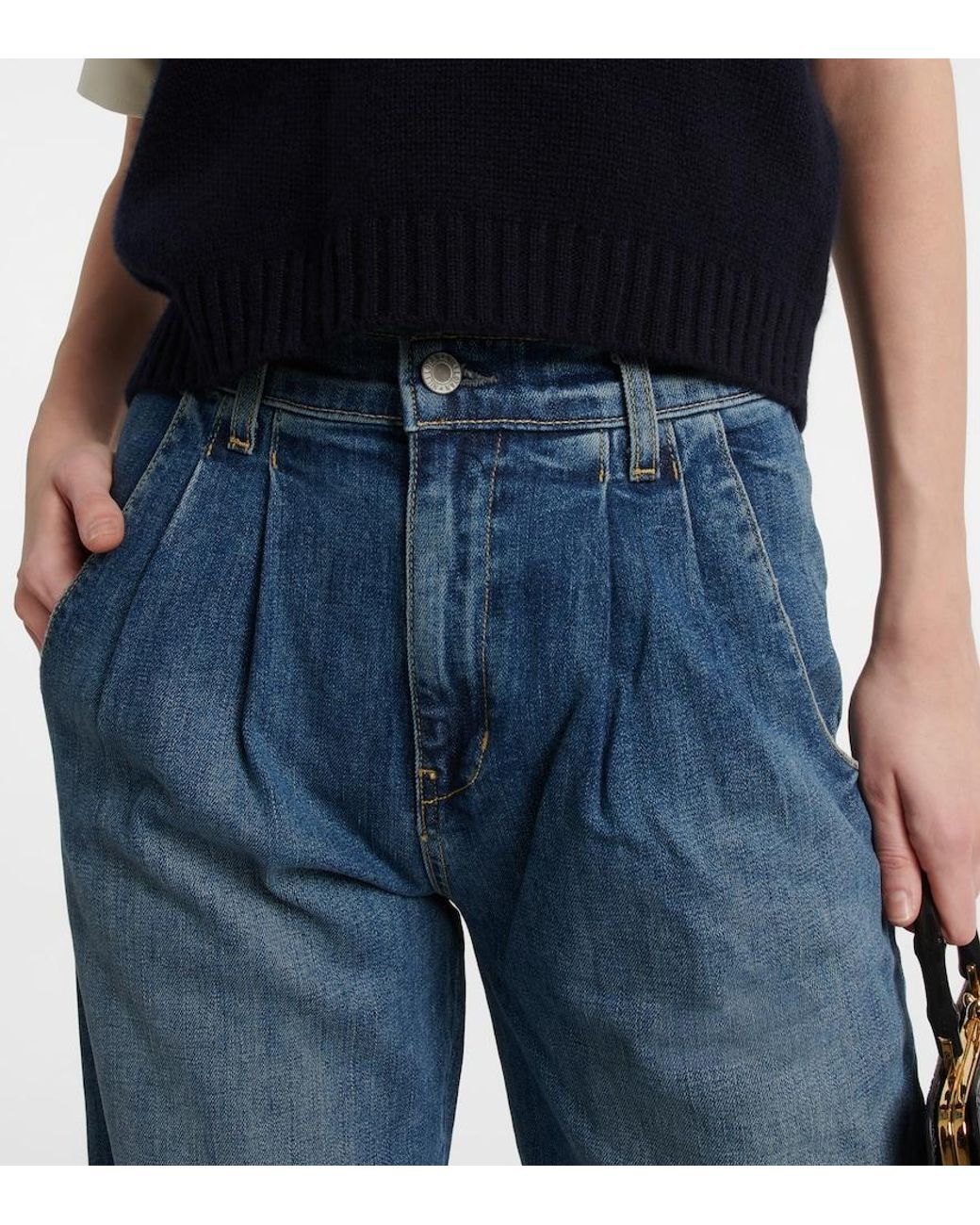 Nili Lotan Blue Flora Trouser Wide-leg Jeans
