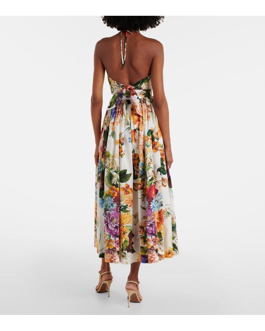 Dolce & Gabbana White Floral Cotton Poplin Crop Top