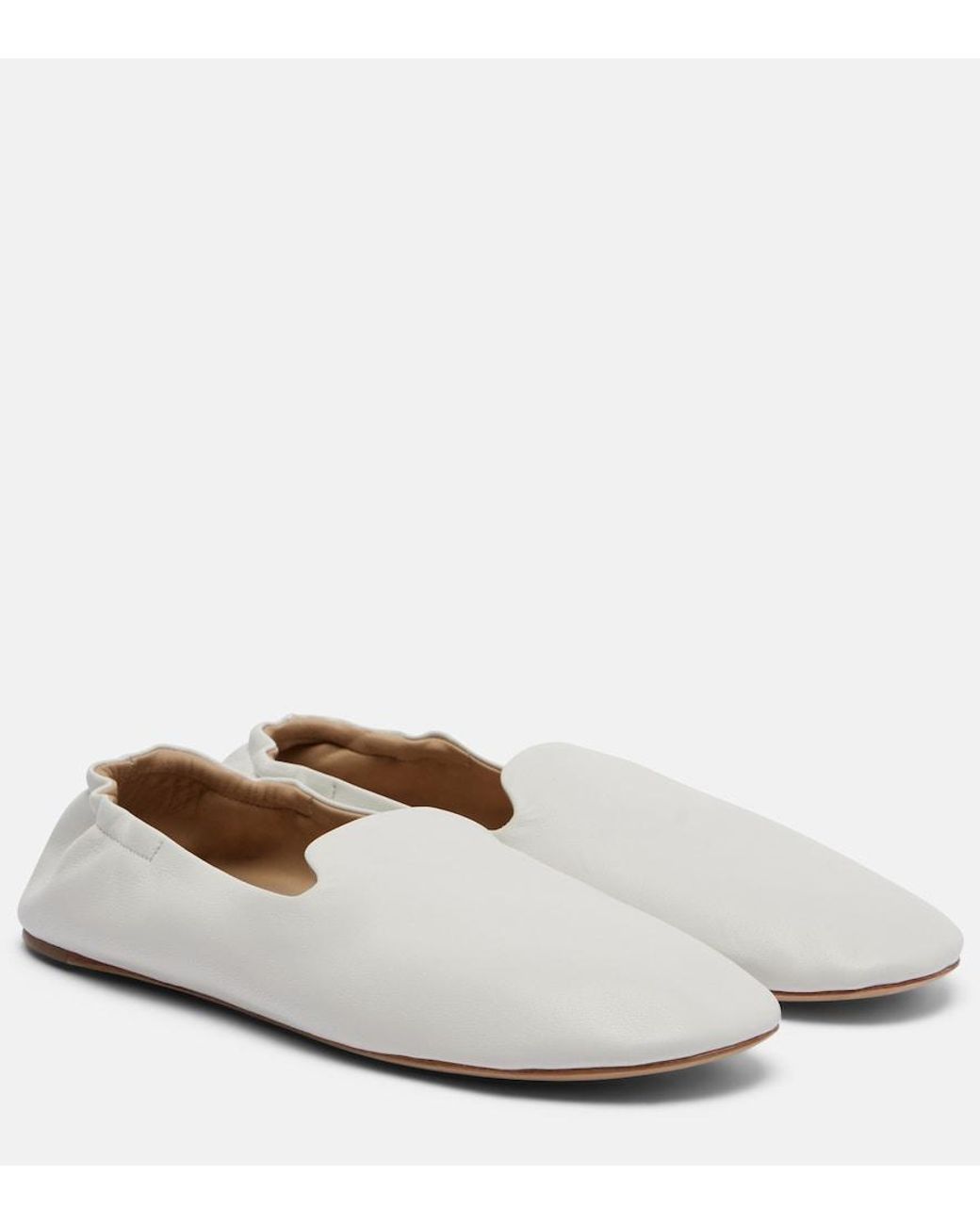 The Row White Casa Leather Slippers