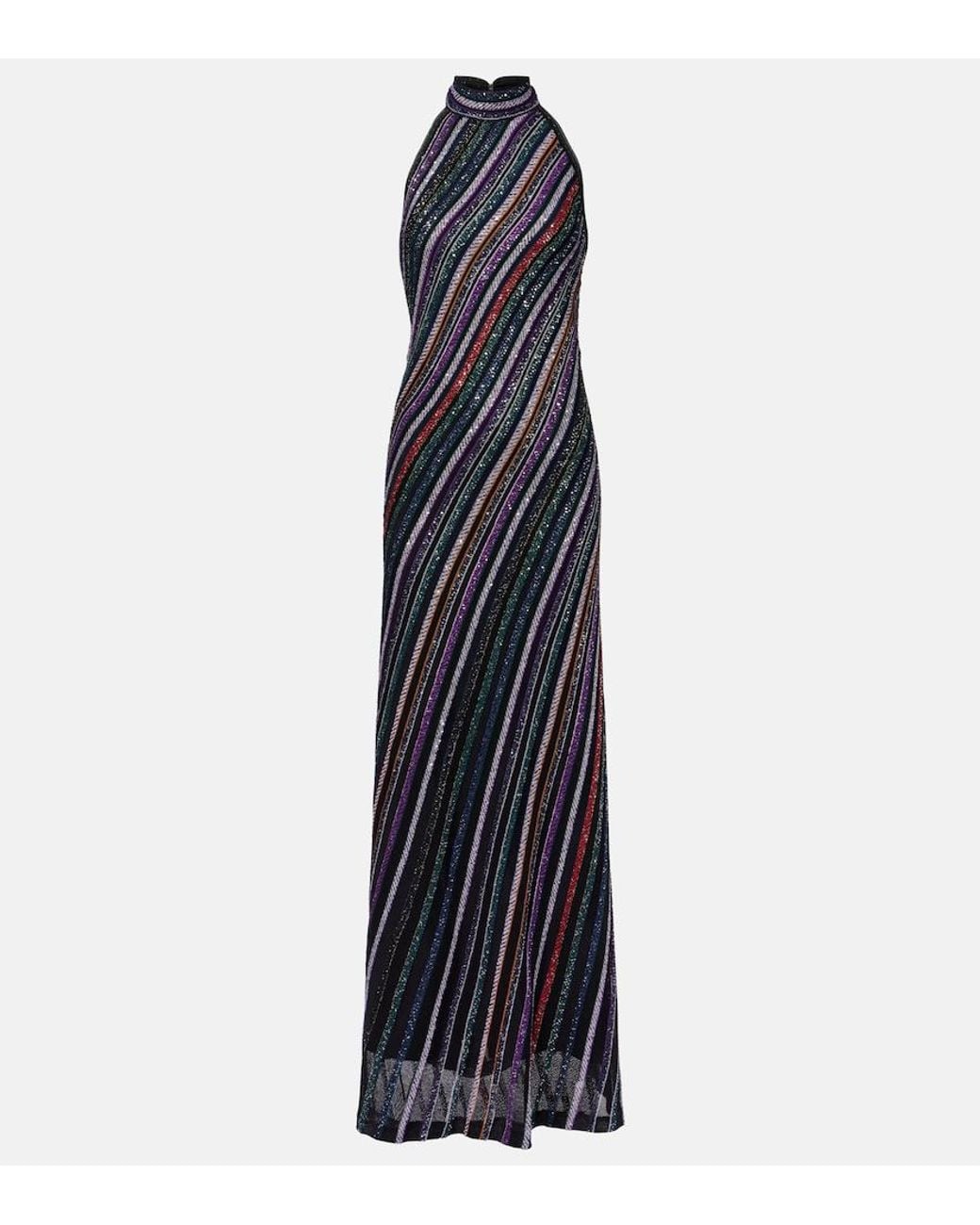 Missoni Blue Sequined Striped Gown
