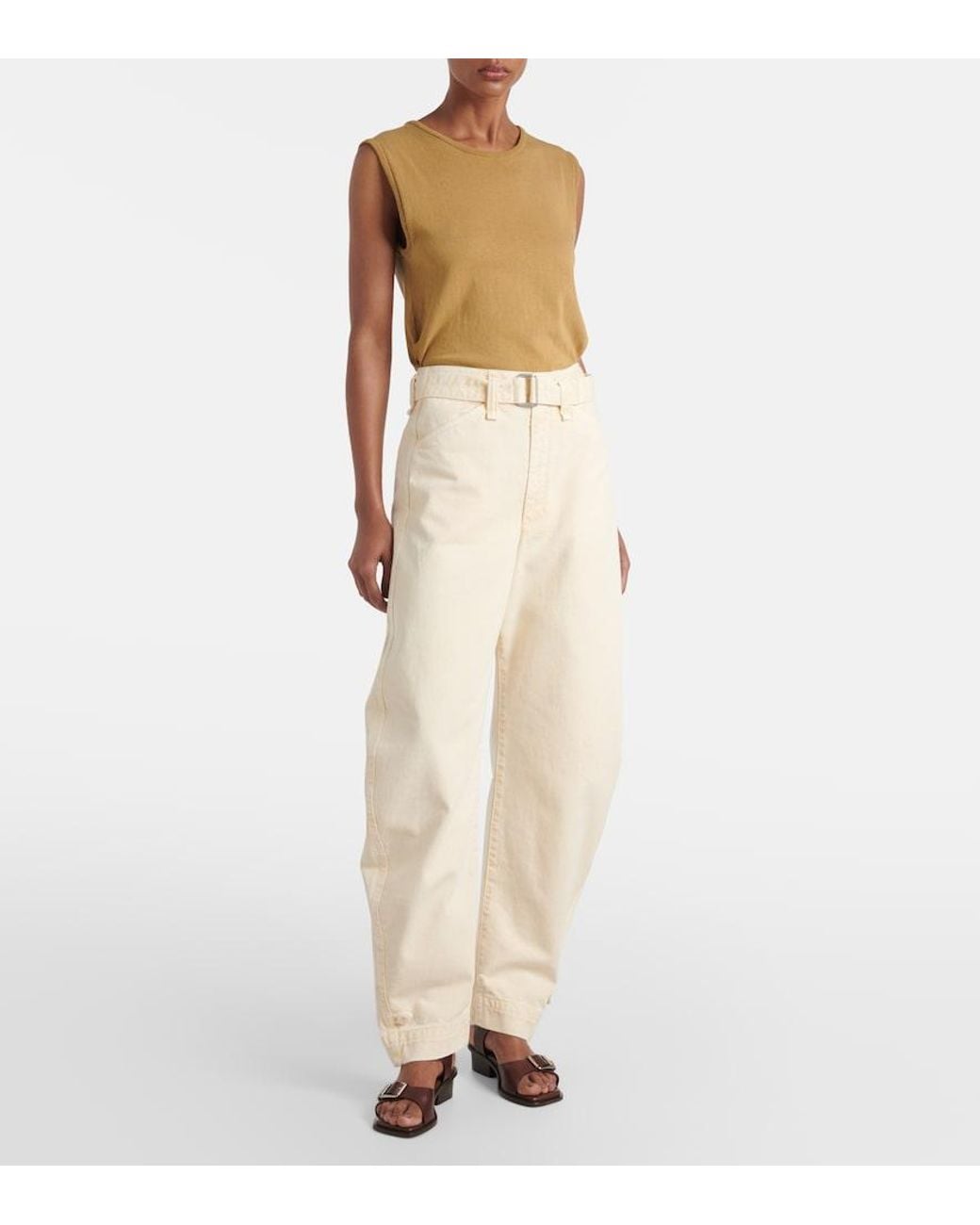 Lemaire Natural Belted Barrel-Leg Jeans