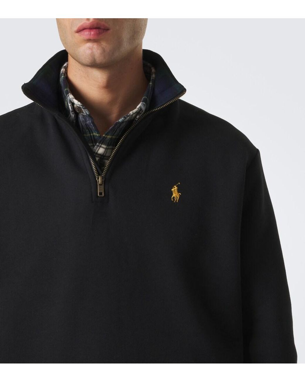 Polo Ralph Lauren Blue Cotton-Blend Half-Zip Sweater for men
