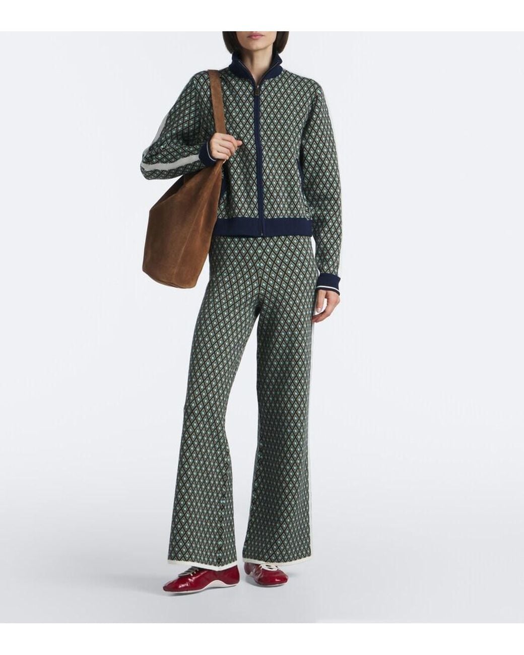 The Upside Green Viva Juniper Cotton-Blend Wide-Leg Pants
