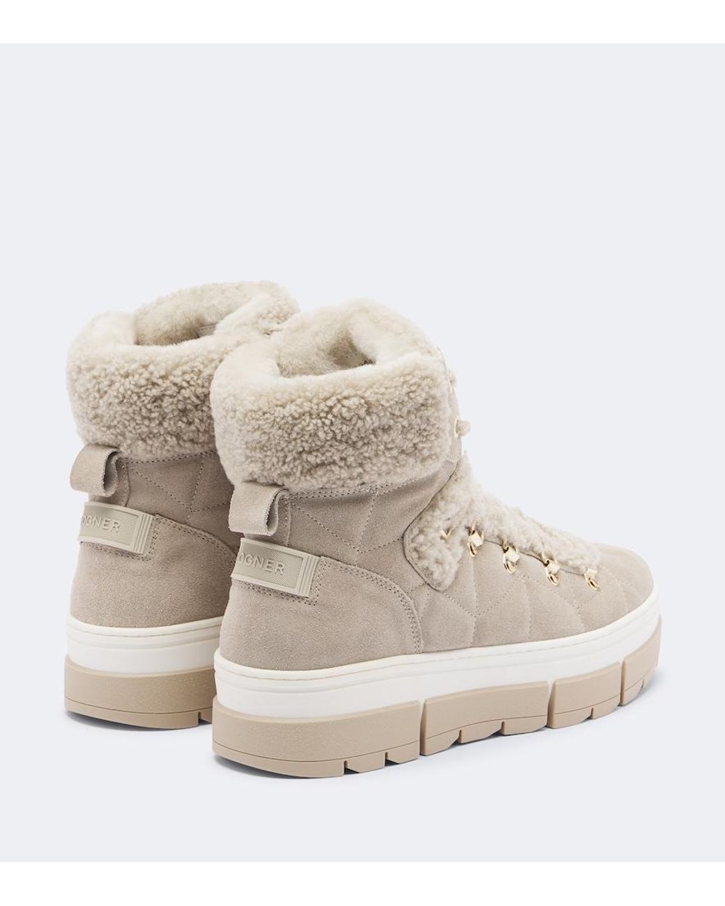 Bogner Natural Vaduz Shearling And Suede Ankle Boots