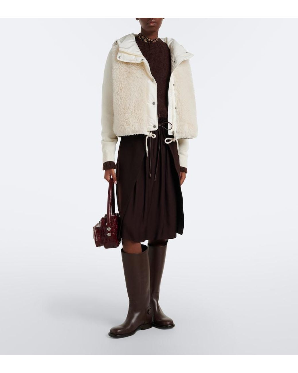 Moncler White Wool And Cashmere Down Padded Cardigan