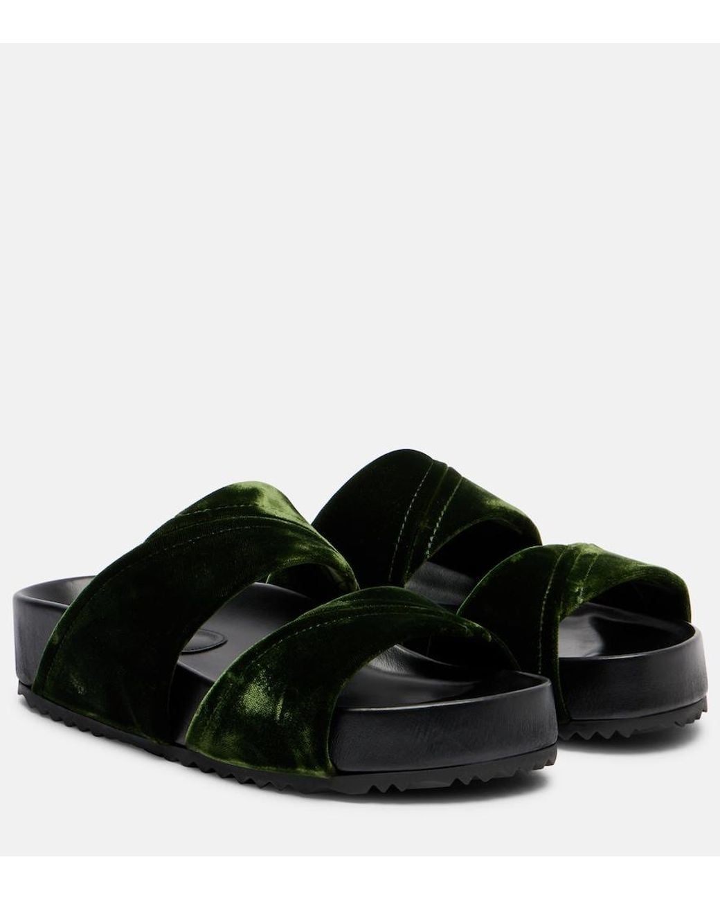 Dries Van Noten Black Leather-Trimmed Velvet Slides