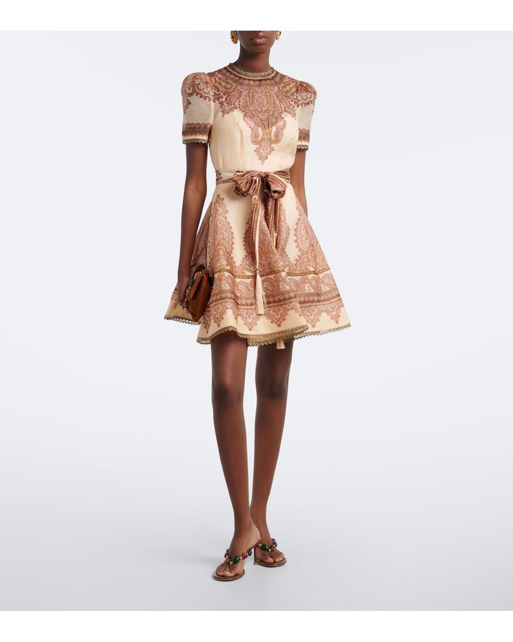 Zimmermann Multicolor Ascent Paisley Linen And Silk Minidress