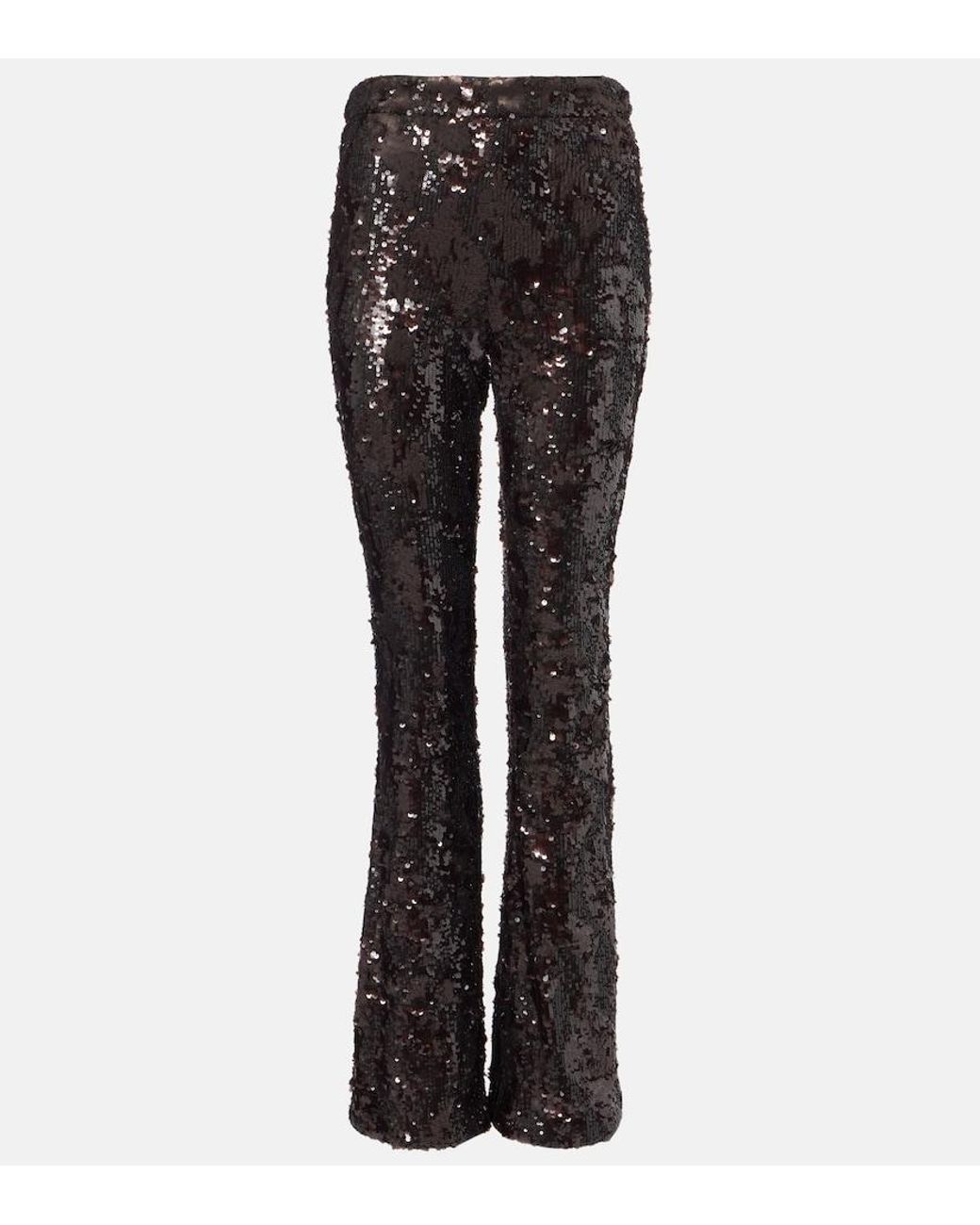 Veronica Beard Black Collier Sequined Flared Pants