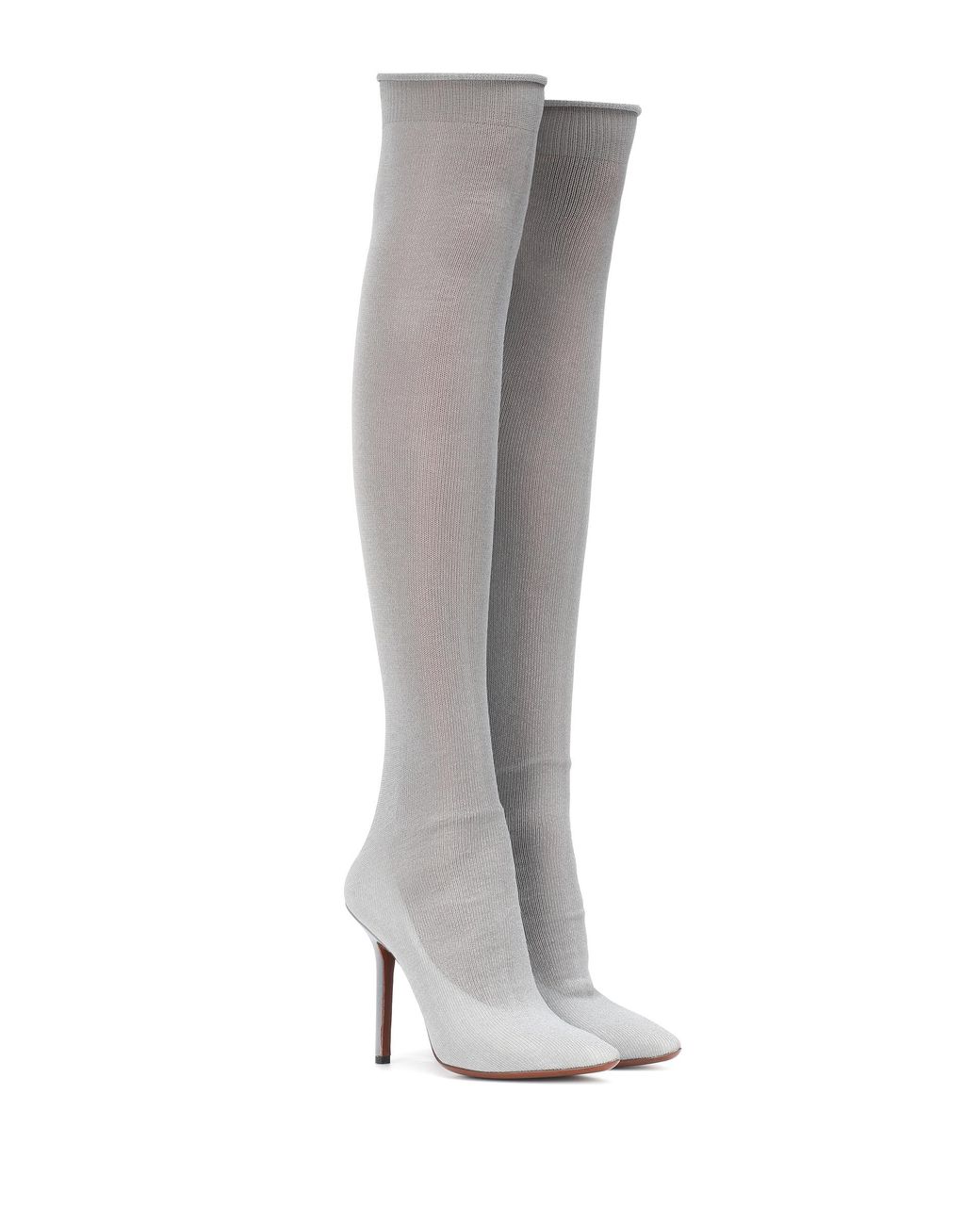 Vetements Metallic Over The Knee Boots In Silver Gray Lyst