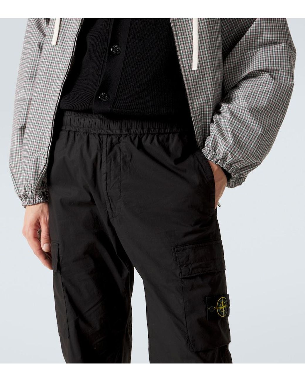 Stone Island Black Compass Cotton-Blend Cargo Pants for men