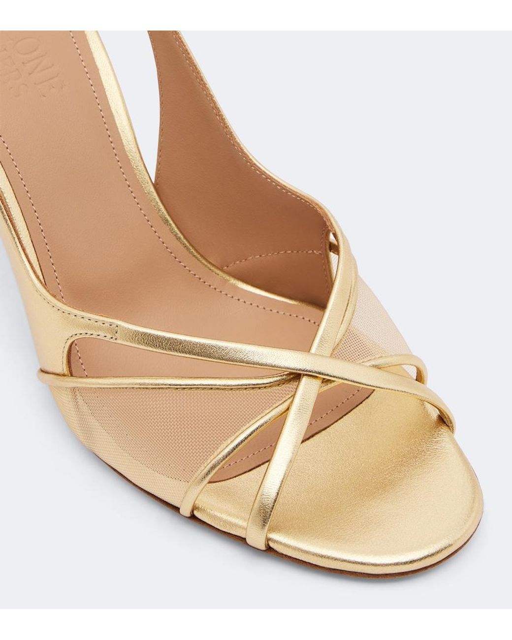 Malone Souliers Metallic Petra Leather And Mesh Slingback Sandals