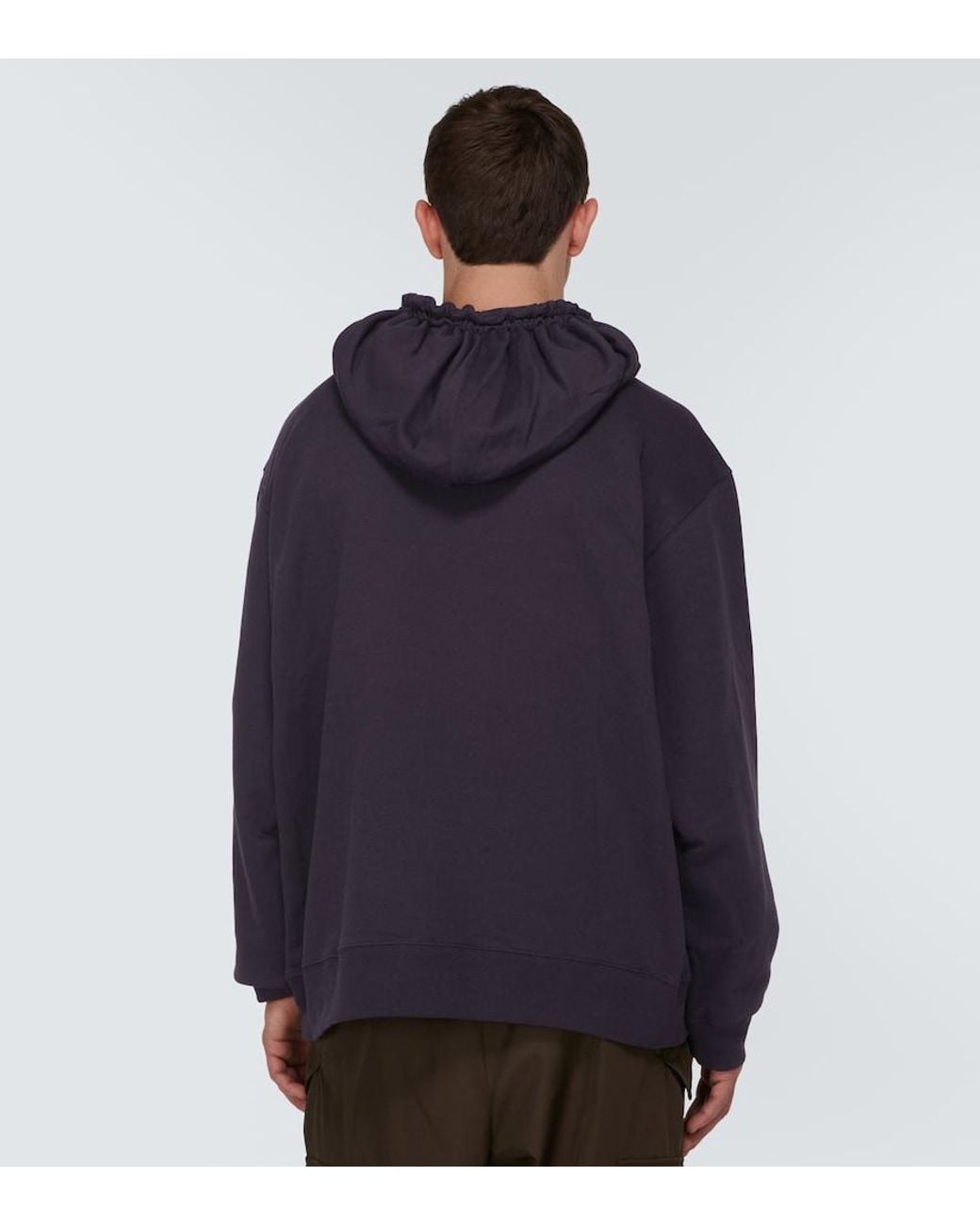 Dries Van Noten Blue Cotton Jersey Hoodie for men