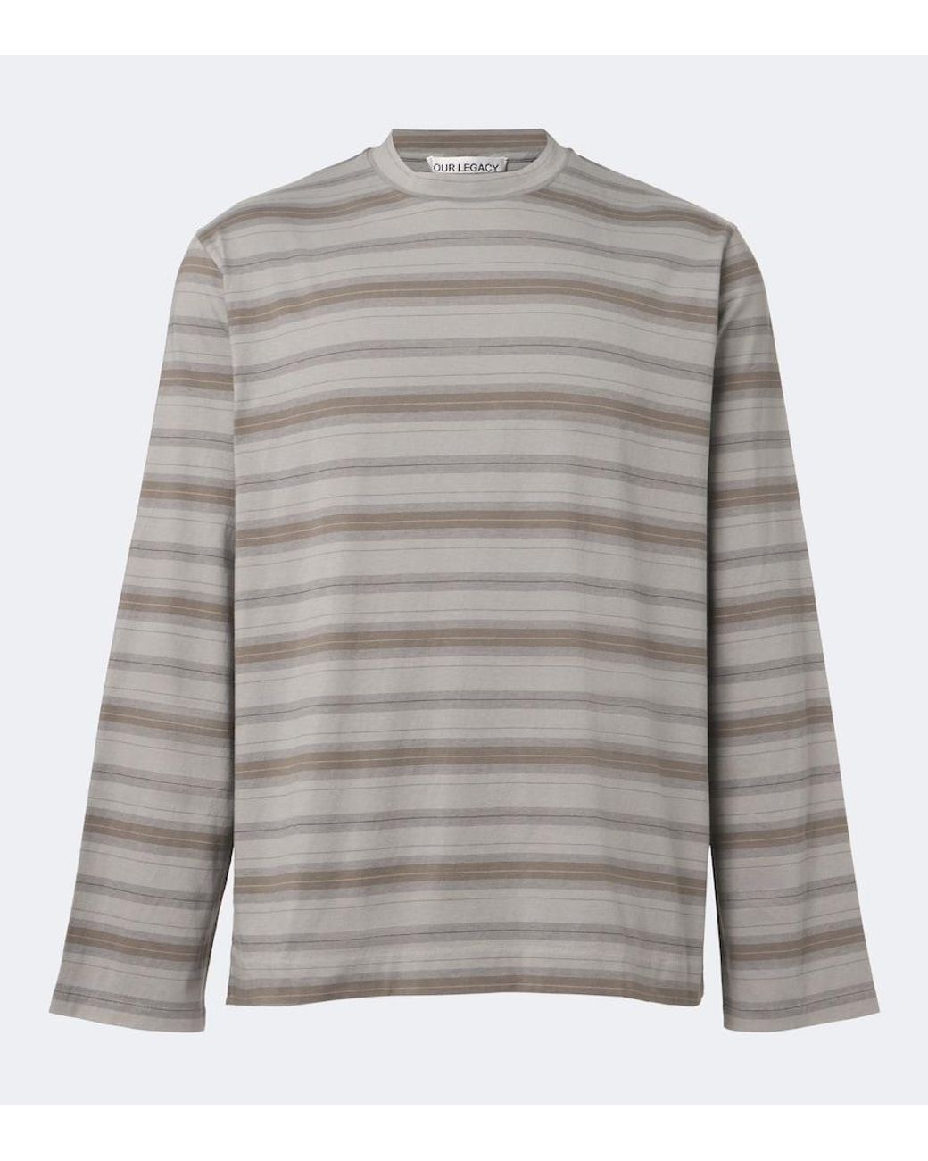 Our Legacy Gray Box Striped Cotton Jersey T-Shirt for men