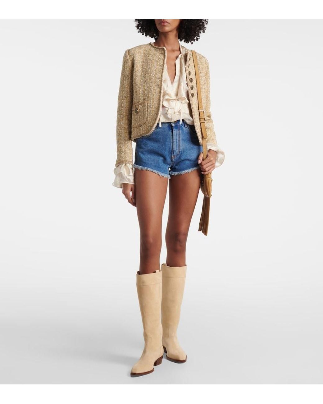 Paris Texas Natural Helena 35 Suede Cowboy Boots