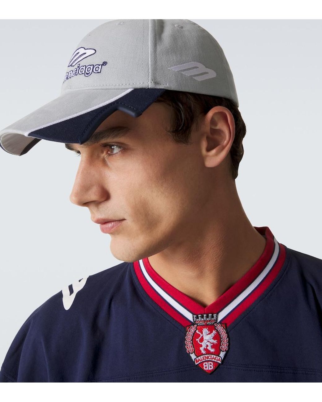 Balenciaga Gray Logo Cotton Baseball Cap for men
