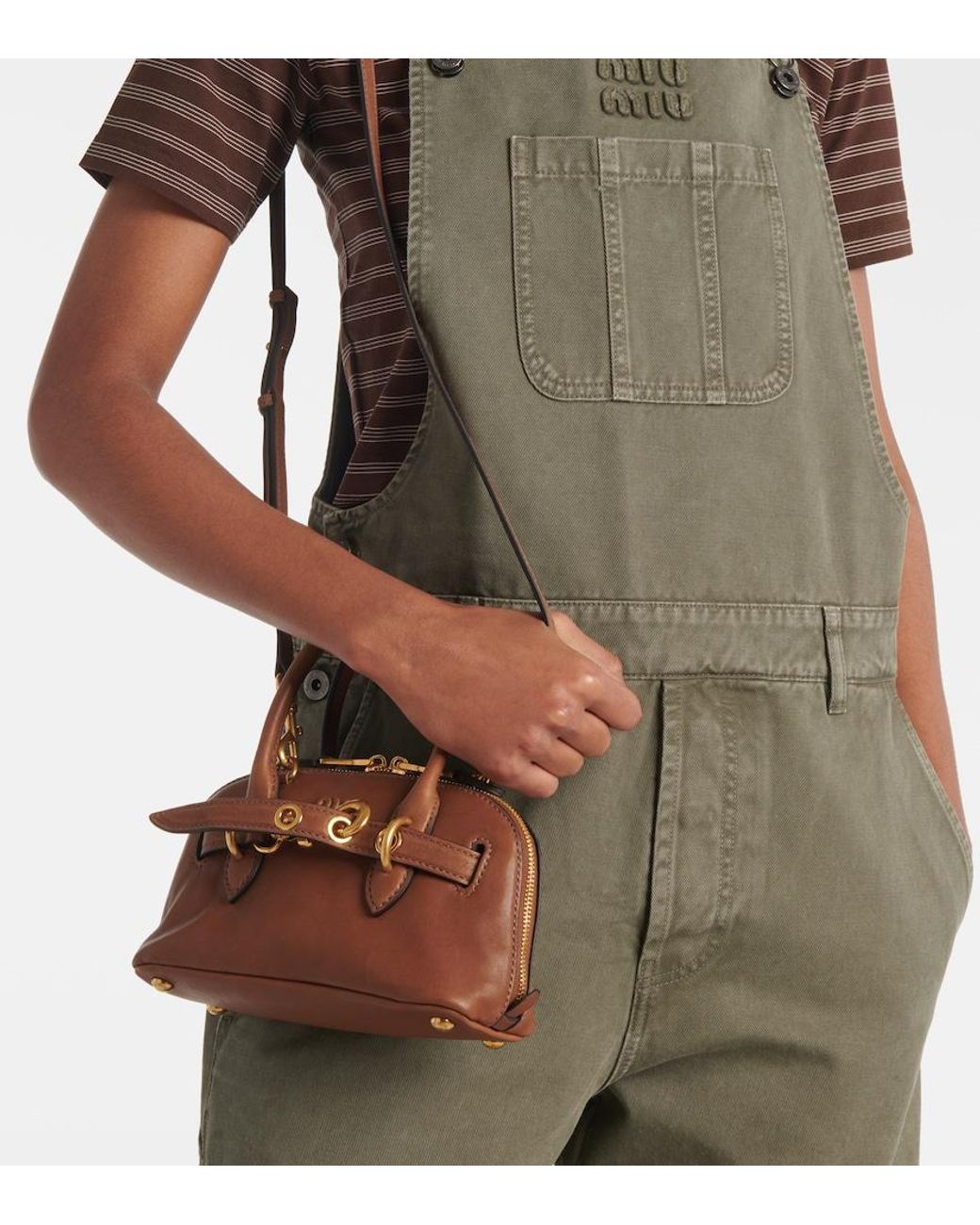 Miu Miu Brown Aventure Mini Leather Tote Bag