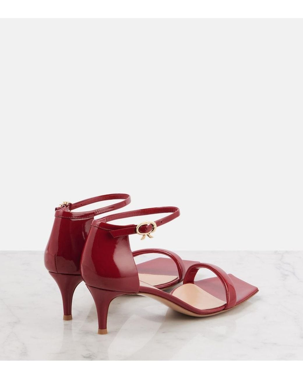 Gianvito Rossi Red Rhys 55 Patent Leather Sandals