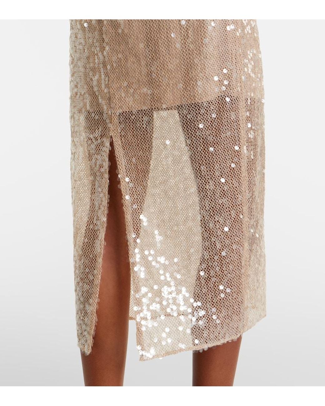 Veronica Beard Natural Allora Sequined Midi Skirt