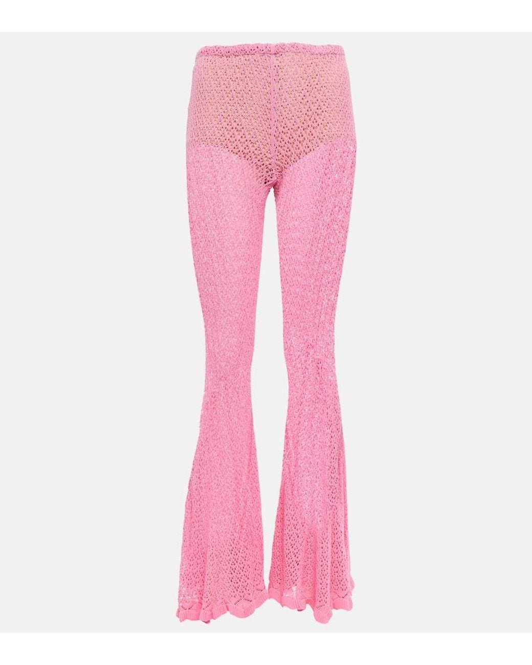 Blumarine Pink Crochet Flared Pants