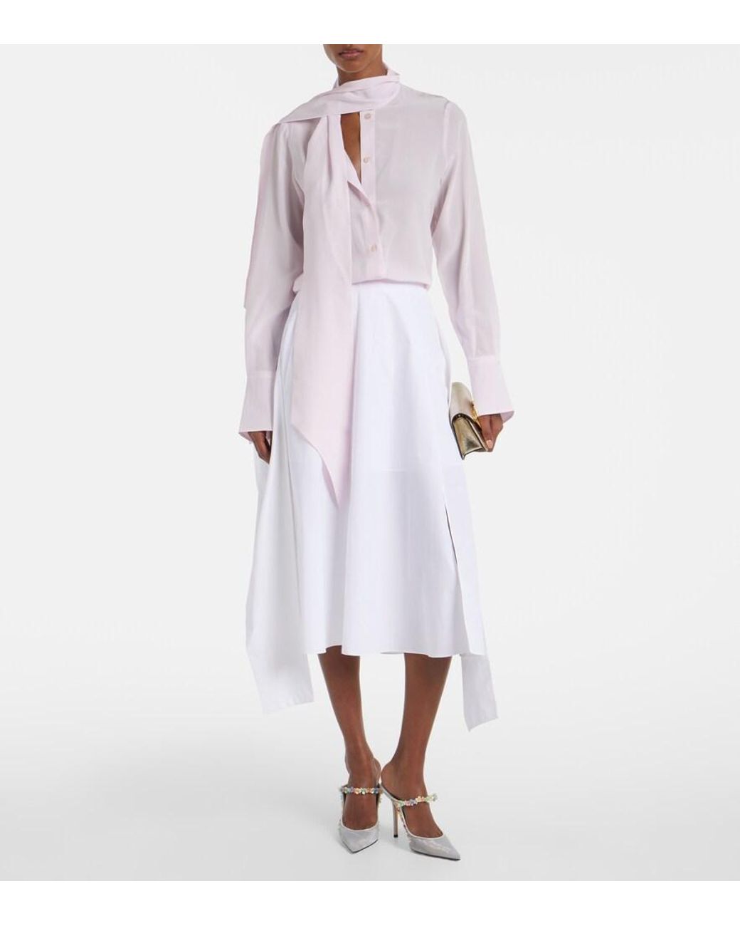 Jimmy Choo White Bing Daisy 100 Embellished Mesh Mules