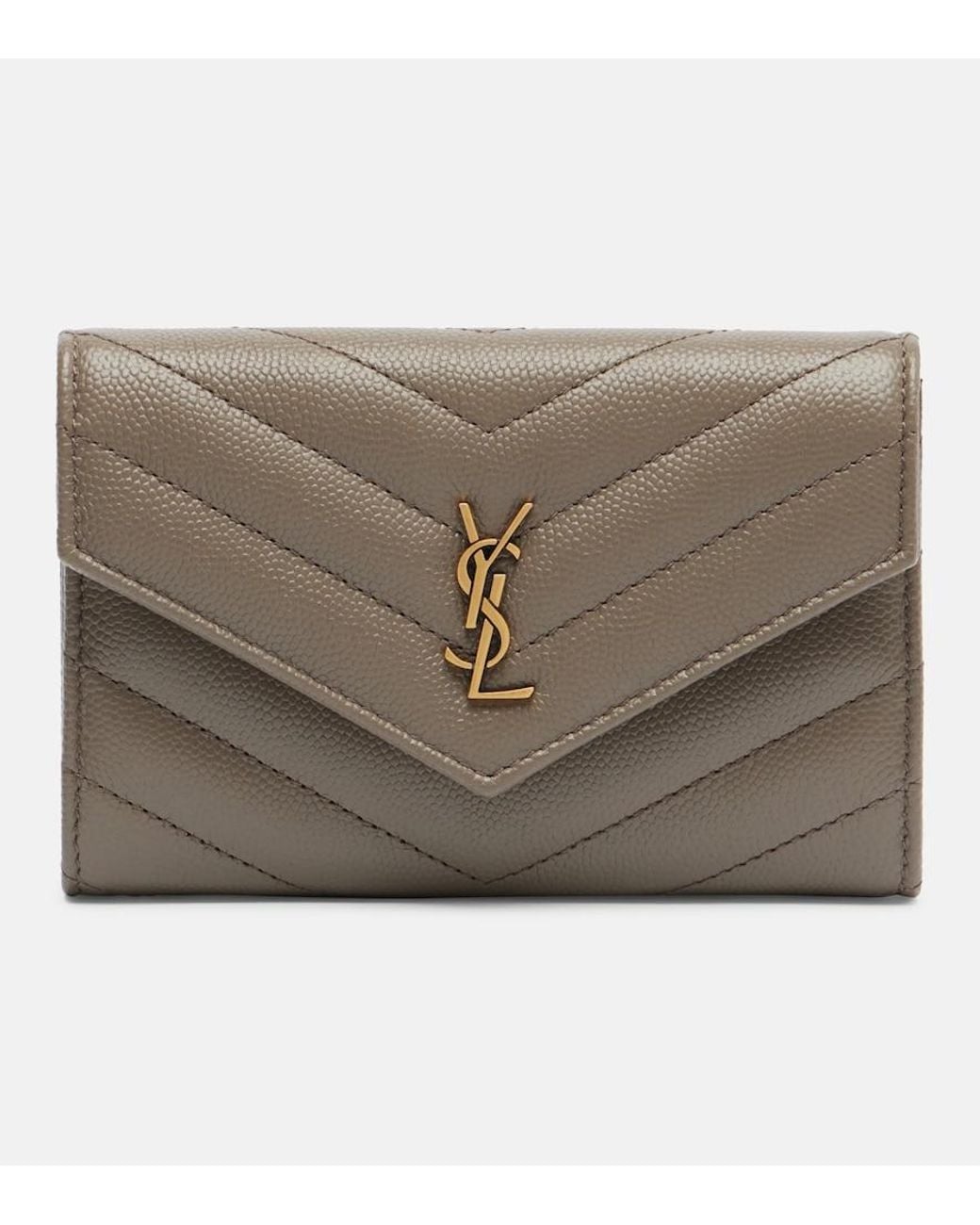 Saint Laurent Natural Cassandre Leather Card Holder