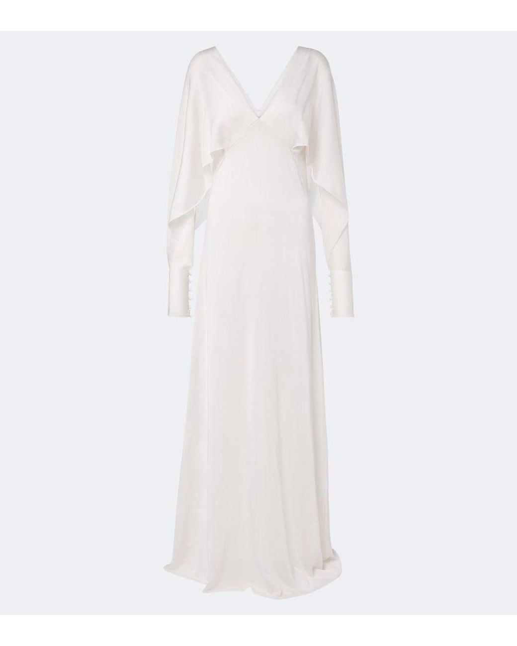 Fendi White Draped Caped Silk Gown