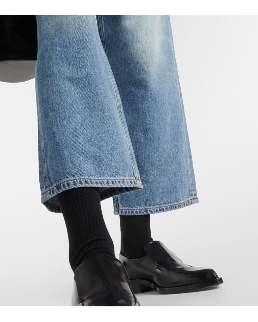 Re/done Blue Loose Mid-Rise Cropped Straight Jeans
