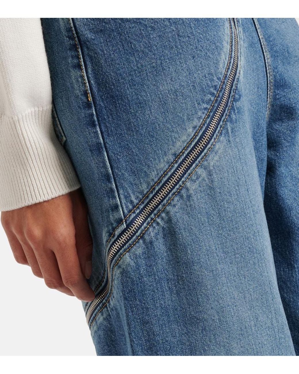 Alaïa Blue Zip-Up Wide-Leg Jeans