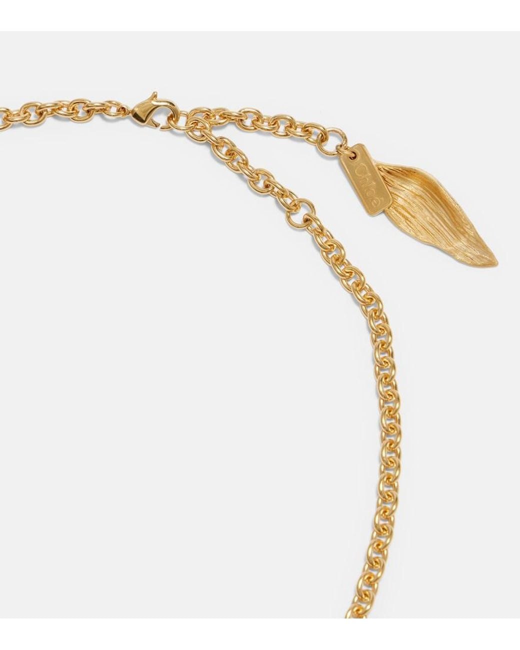 Chloé Metallic Faux Pearl-Embellished Chain Necklace