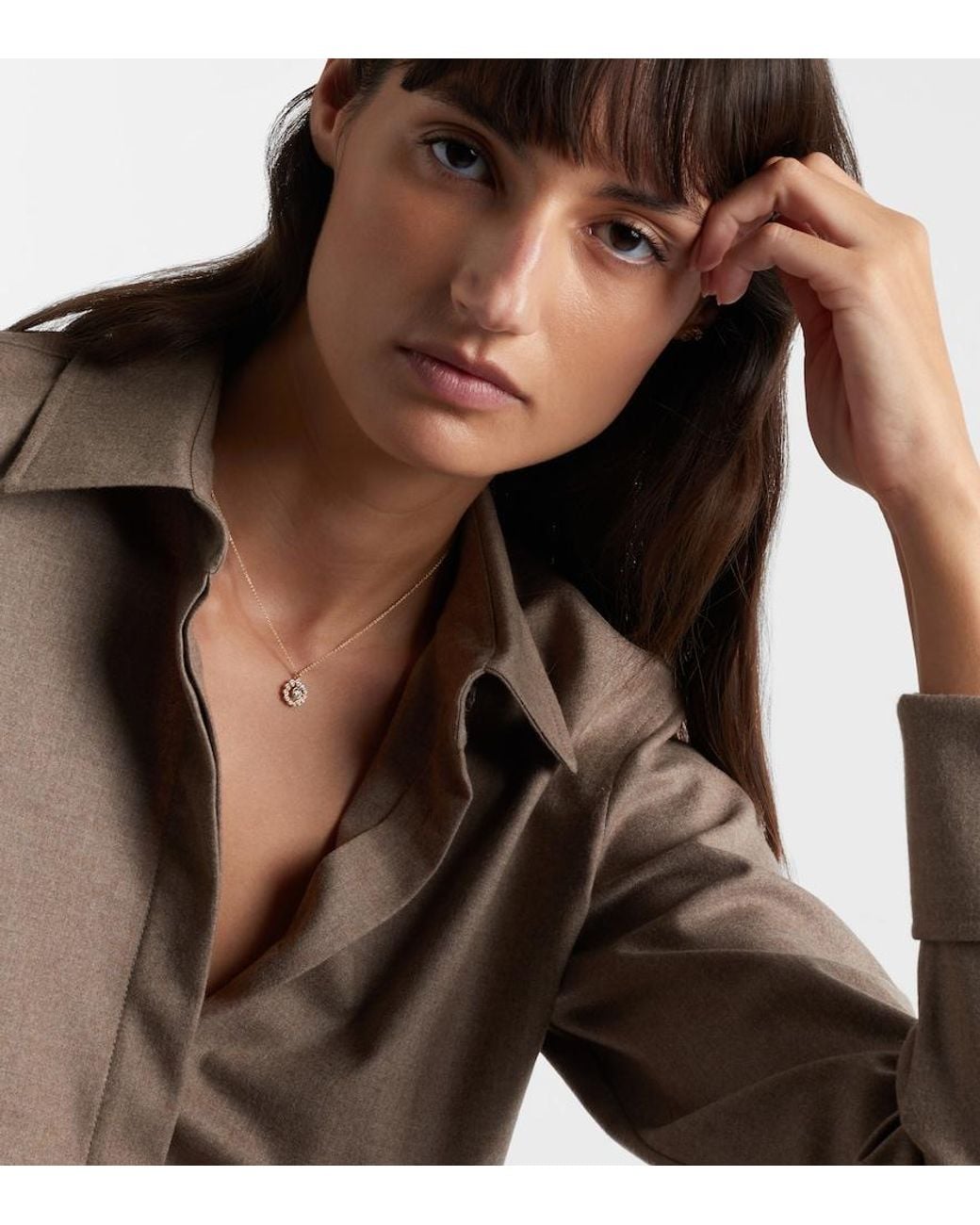 Sophie Bille Brahe White Reve Simple 18Kt Necklace With Diamonds