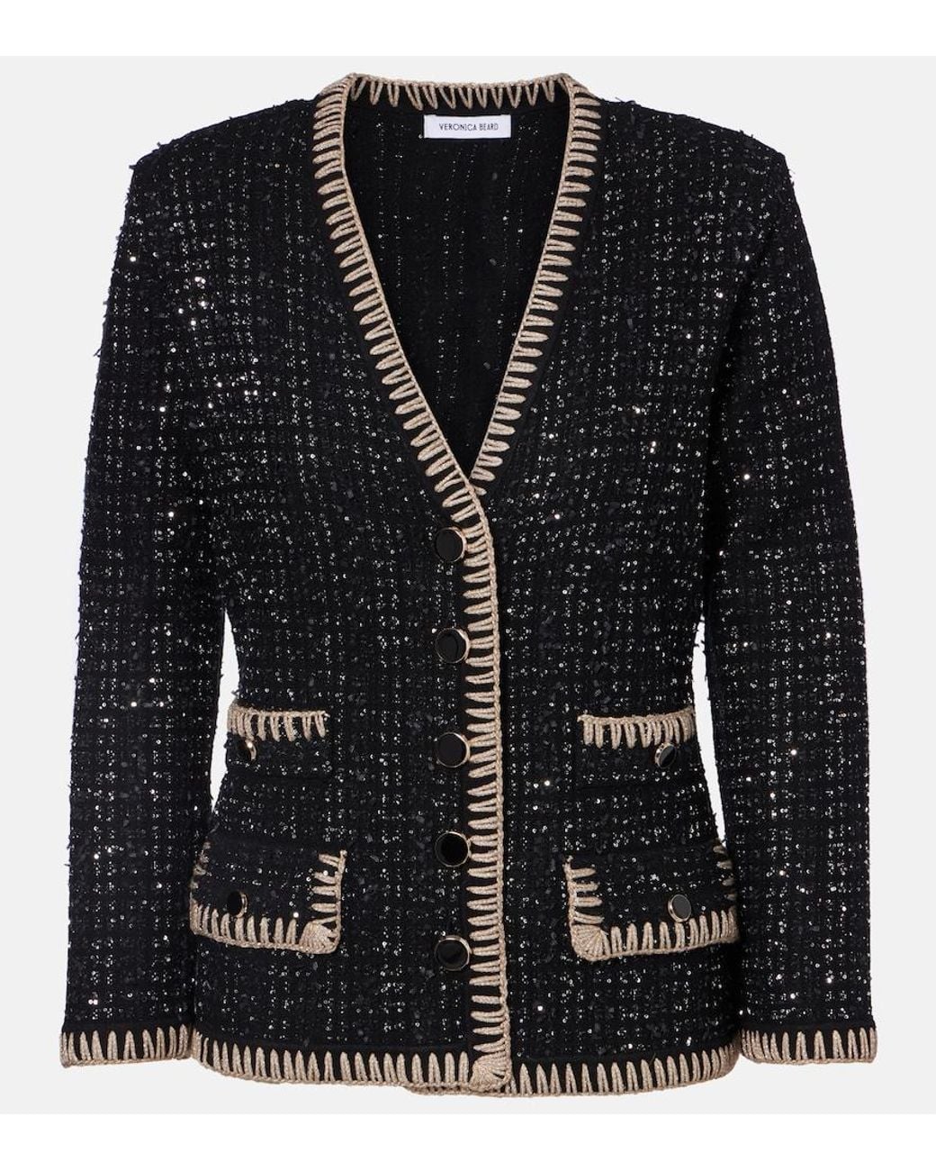 Veronica Beard Black Ceriani Tweed Cardigan
