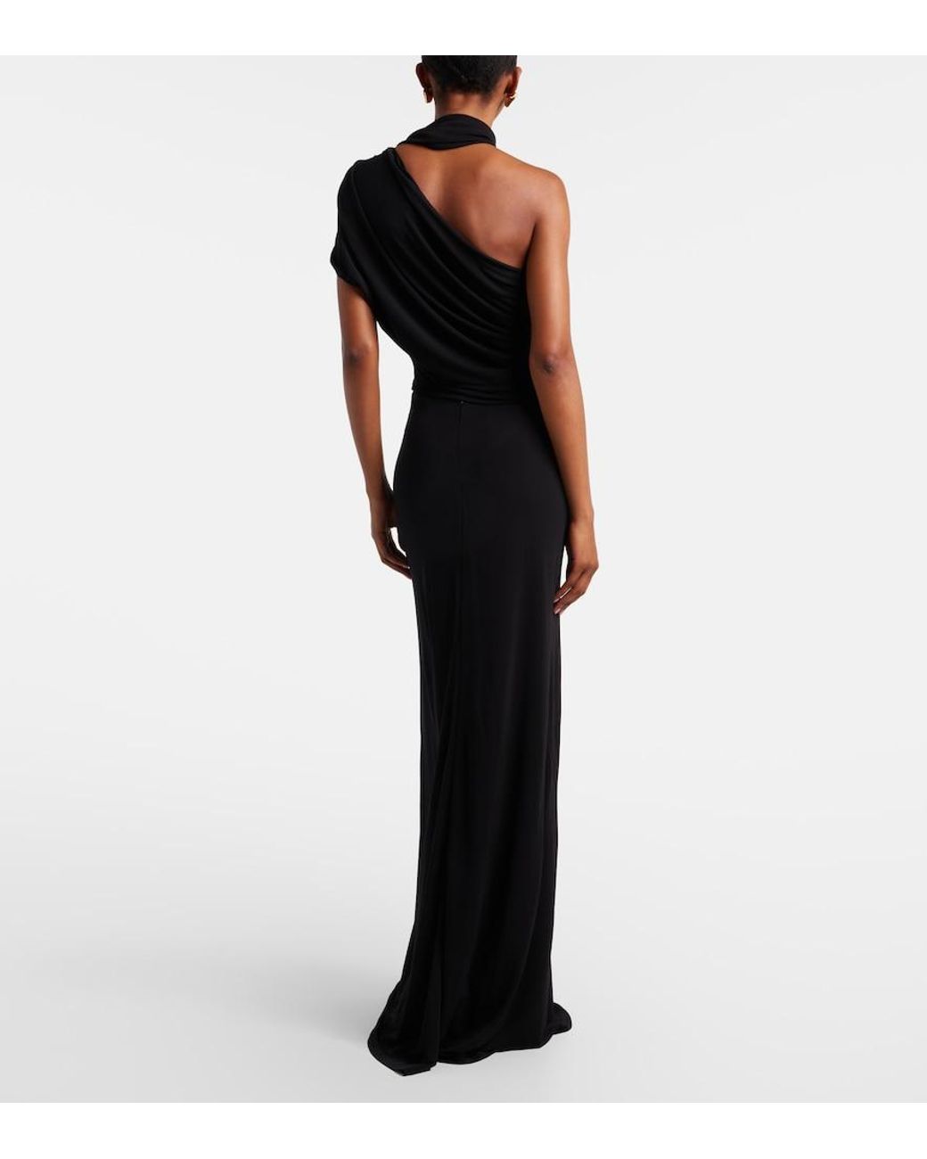 Christopher Esber Black Embellished Gathered Jersey Maxi Skirt
