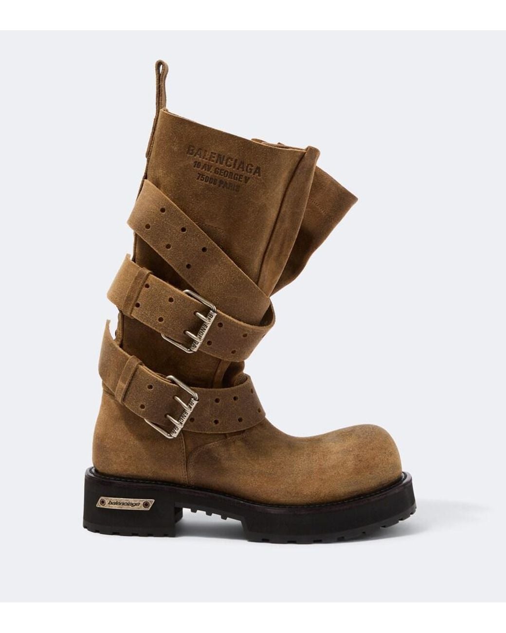 Balenciaga Brown Venom Suede Biker Boots for men