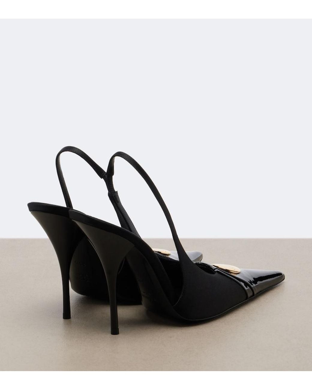 Saint Laurent Black Louis Satin Slingback Pumps