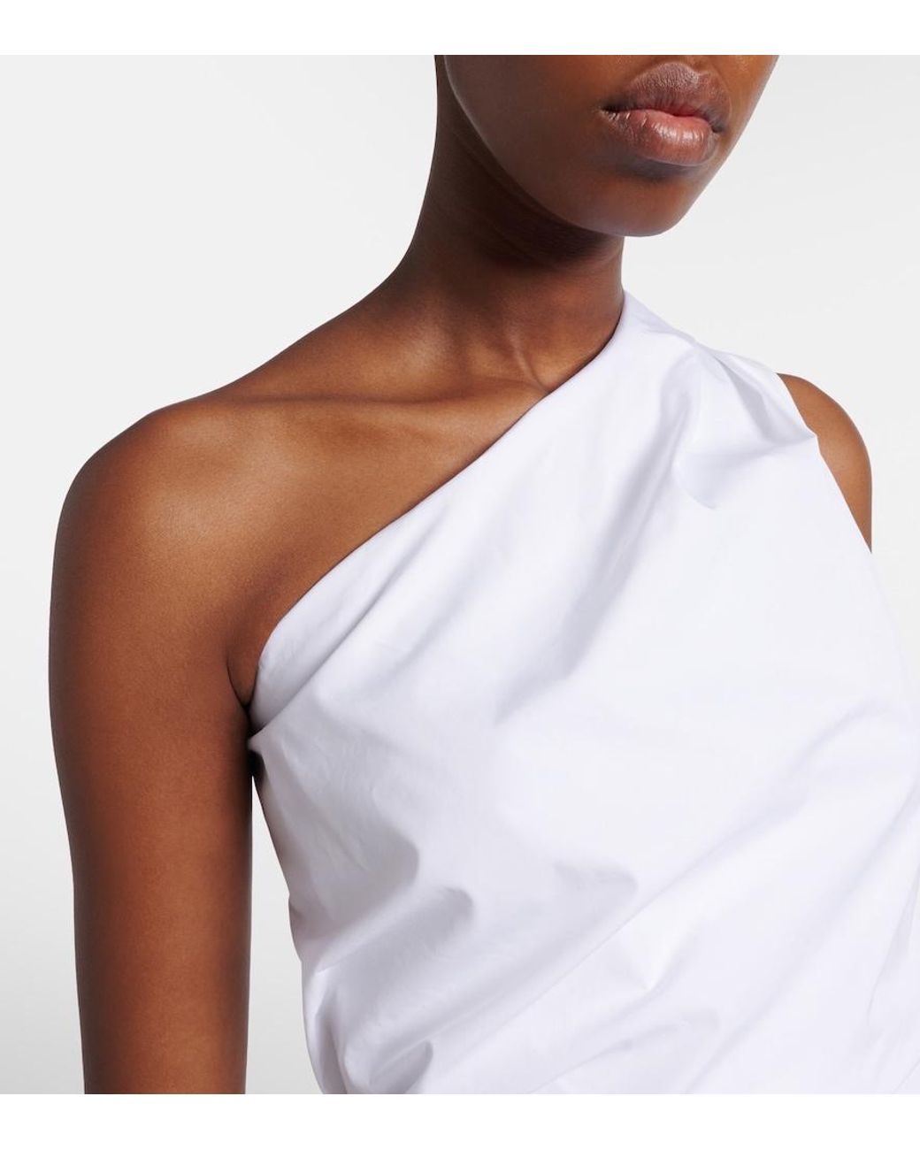 Rohe White Asymmetric One-Shoulder Cotton Poplin Top