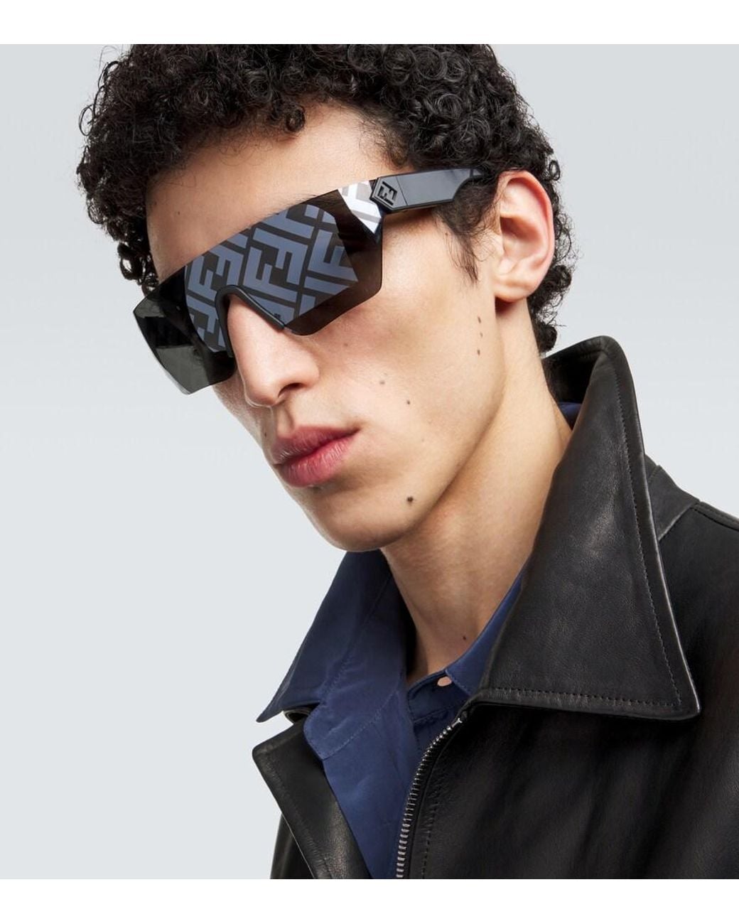 Fendi Gray Ff Squared Shield Sunglasses for men