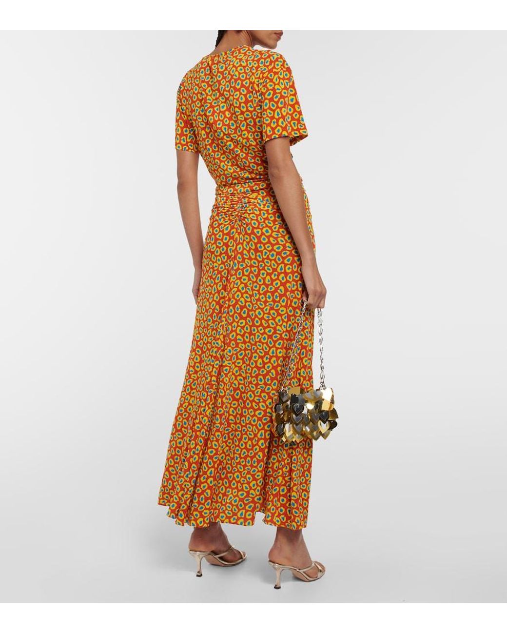 Rabanne Orange Second Skin Leopard-Print Top