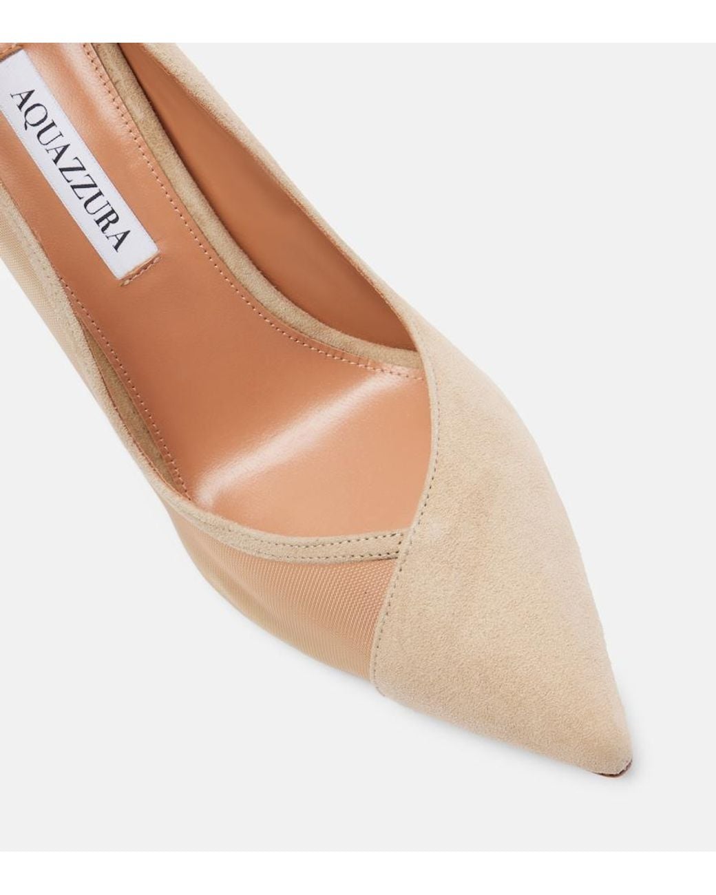 Aquazzura Natural Studio 105 Mesh And Suede Pumps