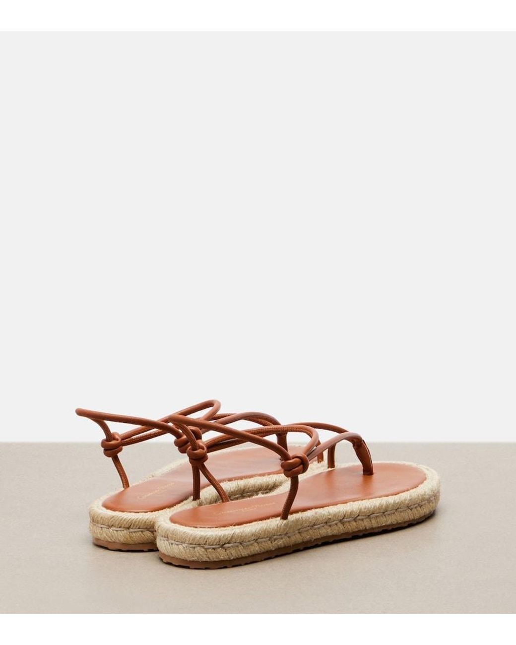 Gianvito Rossi Brown Leather Espadrille Sandals