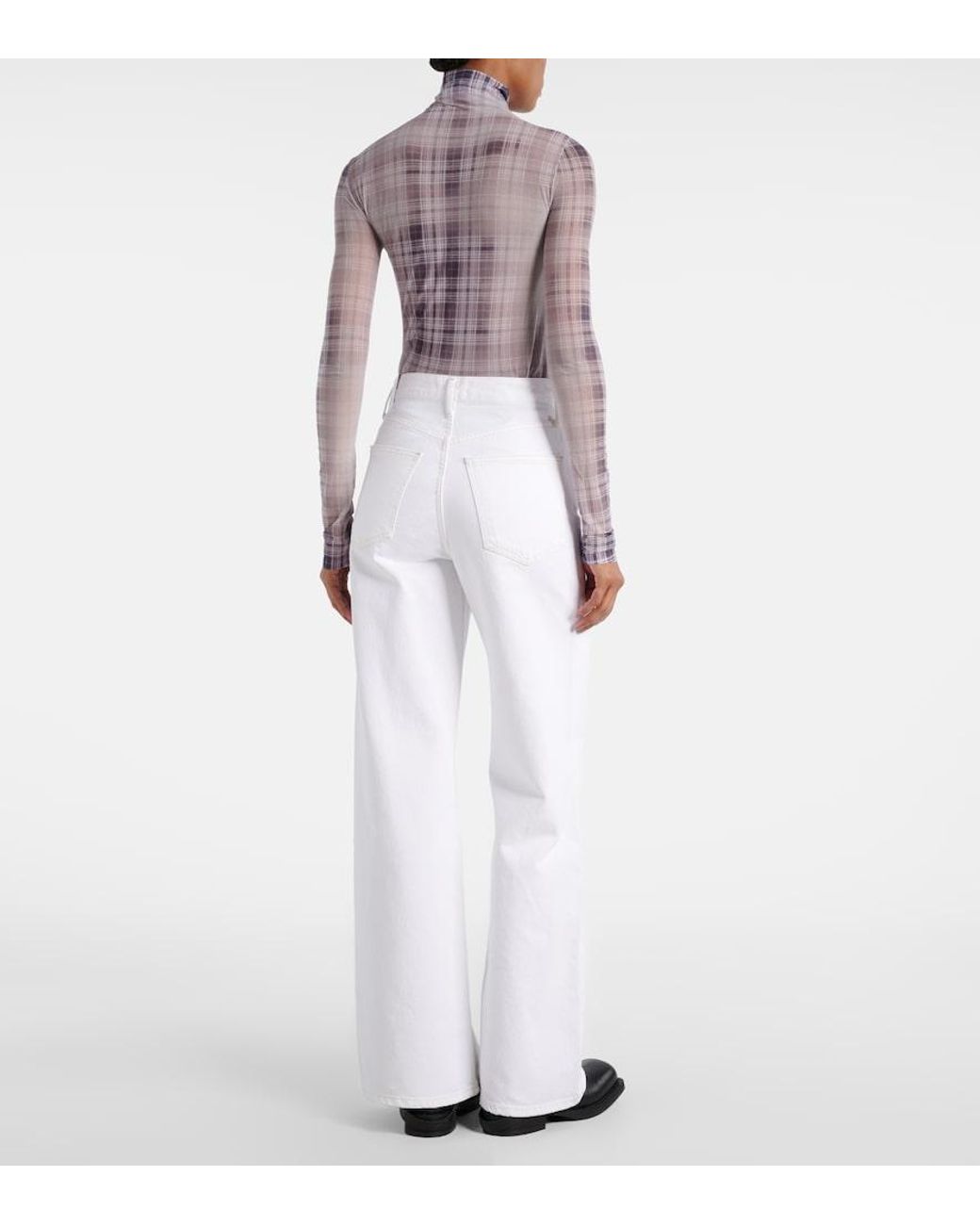 Agolde White Dame High-Rise Wide-Leg Jeans