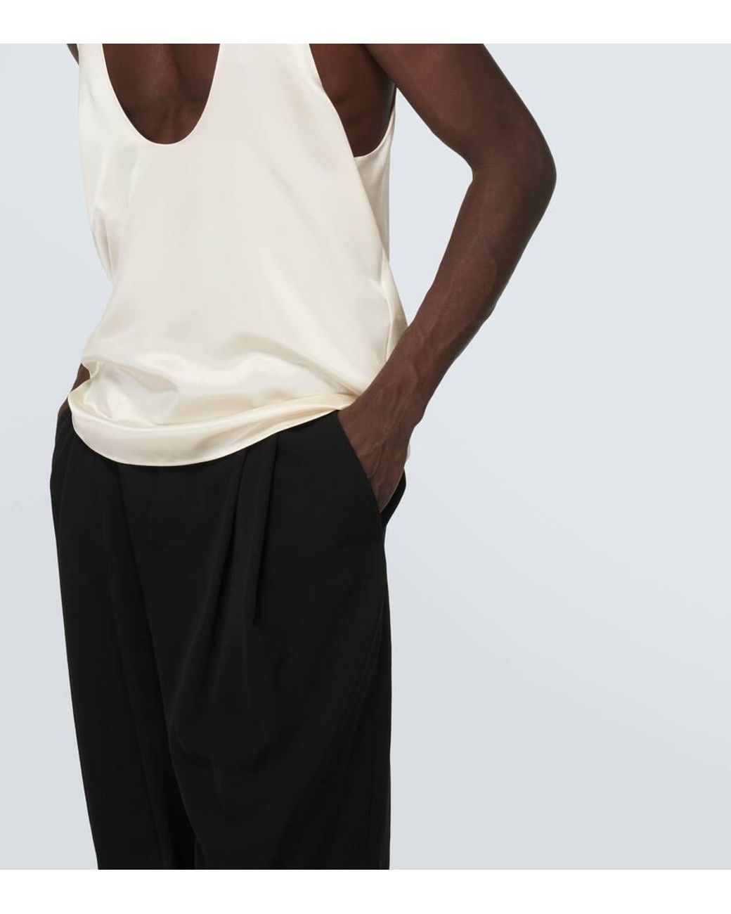 Saint Laurent Silk Satin Crepe Tank Top in White for Men | Lyst