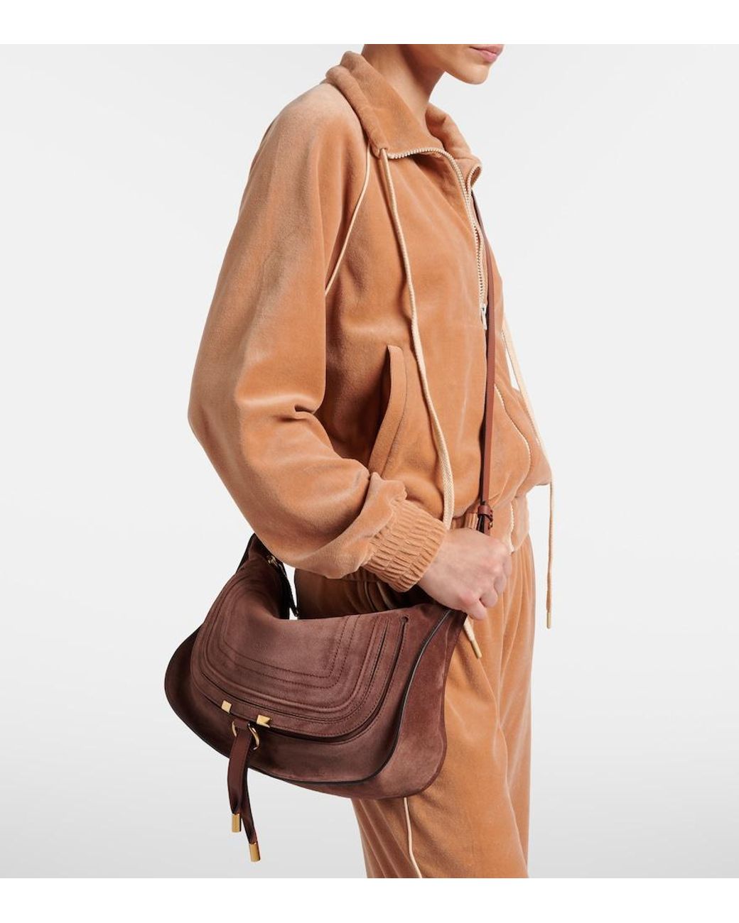 Chloé Brown Marcie Small Suede Shoulder Bag