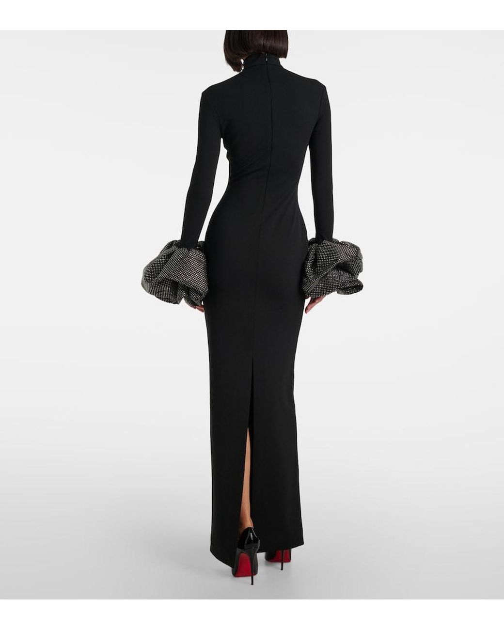 Solace London Black Viviana Embellished Gown