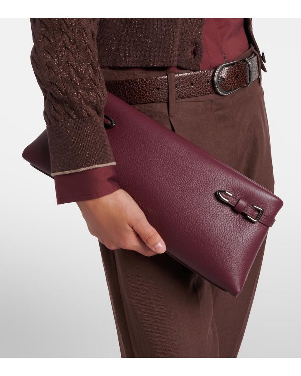 Brunello Cucinelli Purple Small Leather Clutch