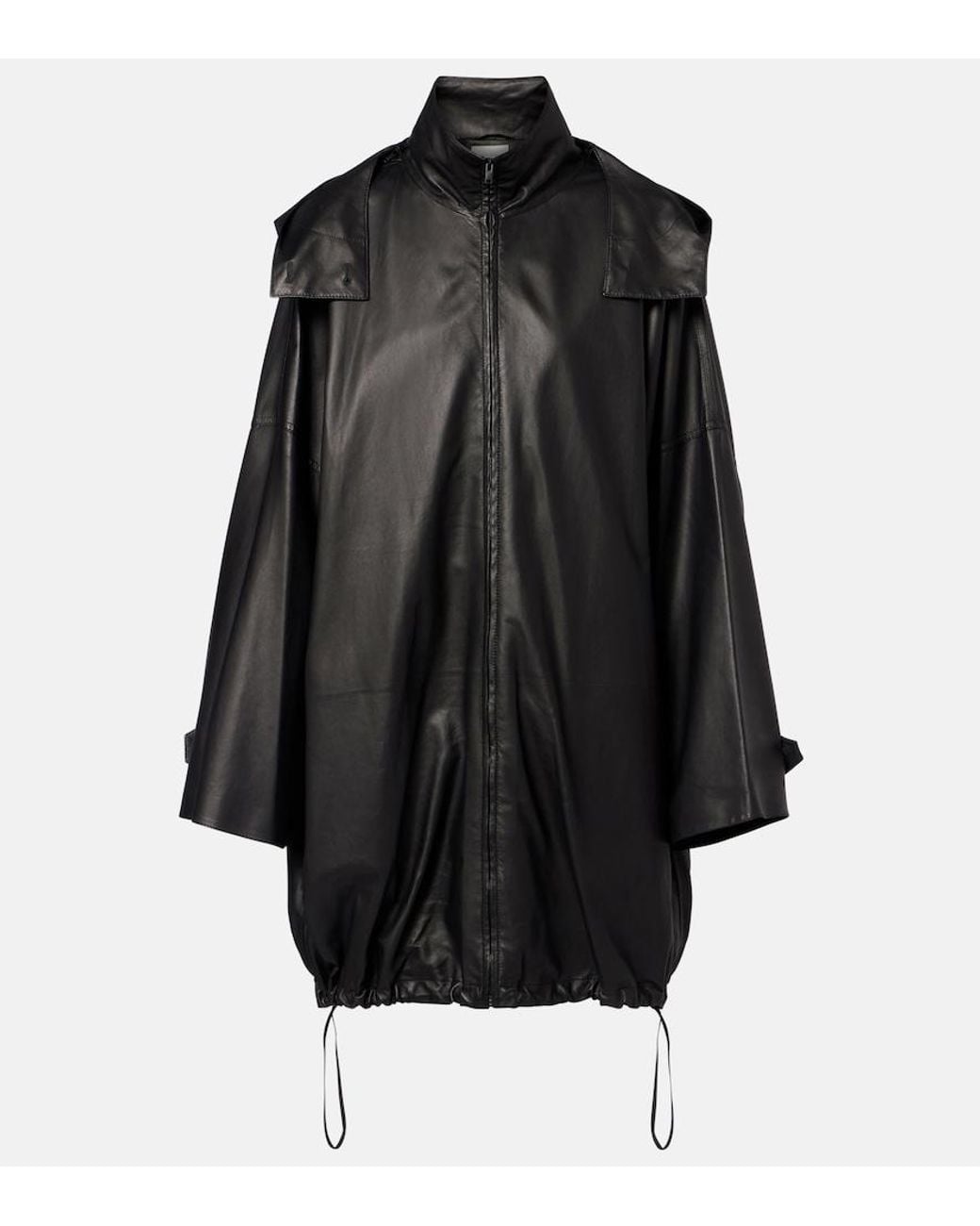 The Row Black Cassandre Leather Coat