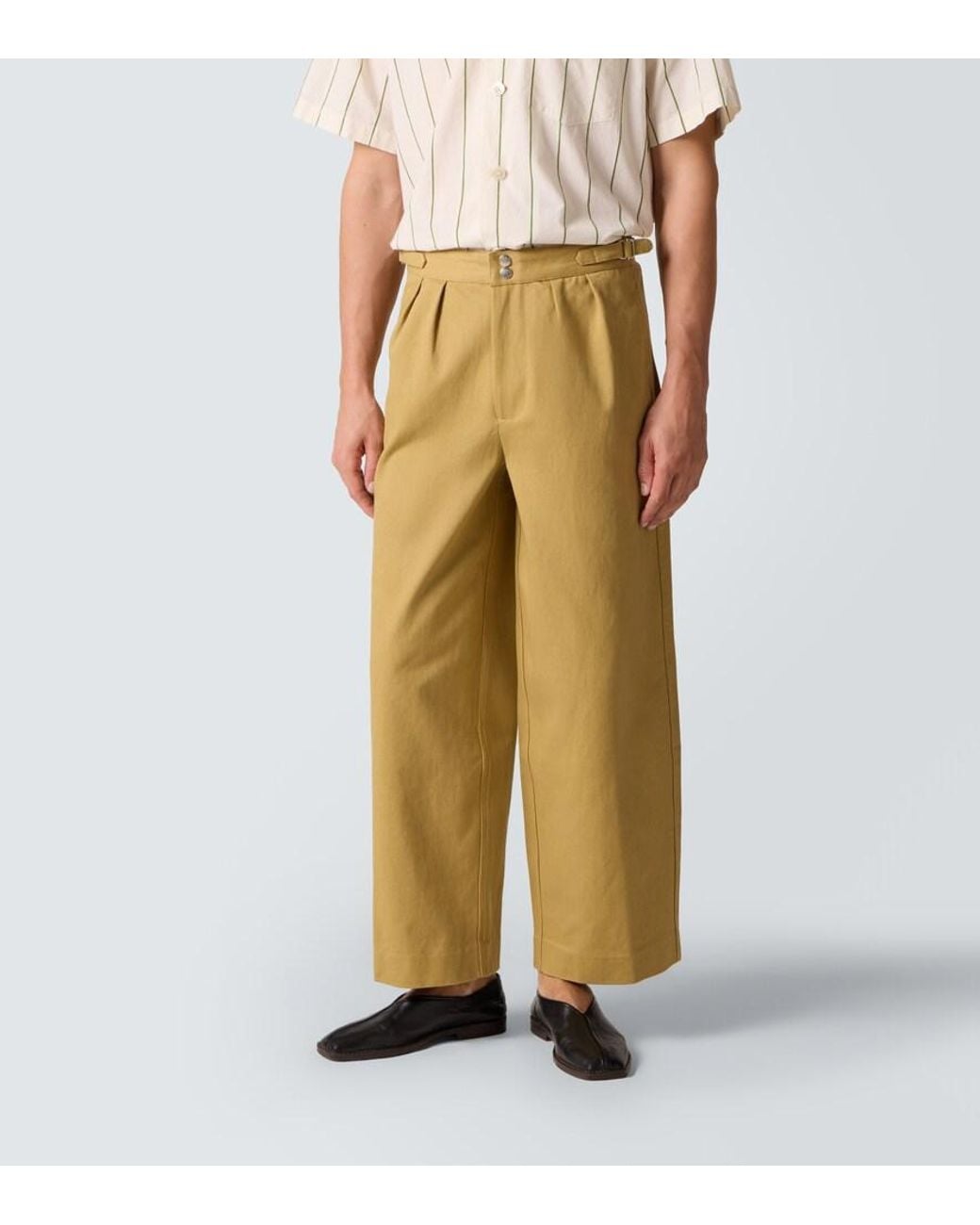 Bode Yellow Cotton Twill Wide-Leg Pants for men
