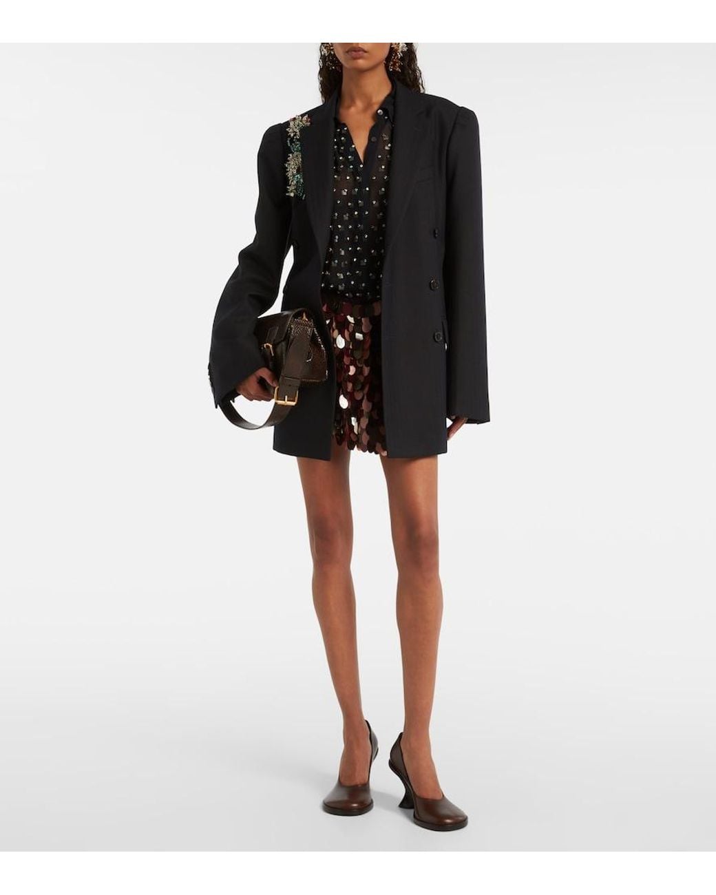 Dries Van Noten Red Sequined Miniskirt
