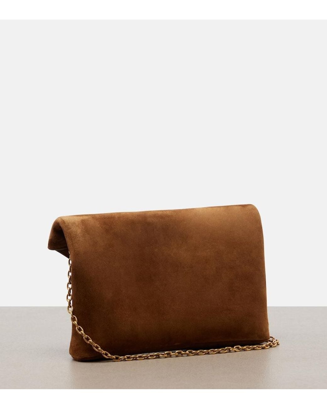 Saint Laurent Brown Cassandre Small Suede Pouch
